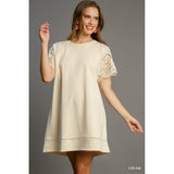 Lace Shoulder French Terry Mini Dress