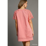 Lace Shoulder French Terry Mini Dress