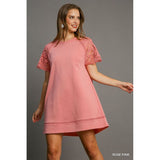 Lace Shoulder French Terry Mini Dress