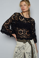 3/4 Sleeve Crochet Top