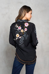 Floral Embroidered Button-down
