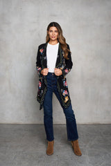 Floral Embroidered Cascade Cardigan