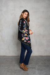 Floral Embroidered Cascade Cardigan