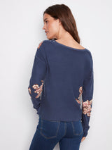 Reversible Floral V Neck Sweater