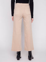 Cropped Wide Leg Stretch Twill Pants