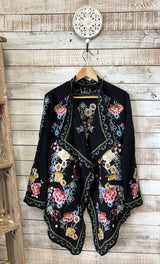 Floral Embroidered Cascade Cardigan