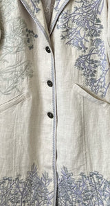 Floral Embroidered Linen Blend Jacket