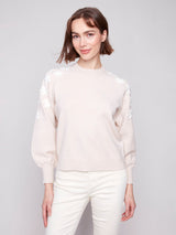 Embroidered Flowers Crew Neck Sweater