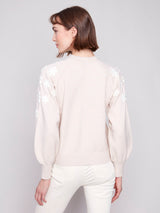 Embroidered Flowers Crew Neck Sweater