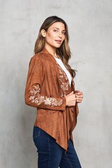 Suede Cascade Jacket With Embroidery