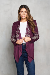 Suede Cascade Jacket With Embroidery