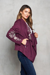 Suede Cascade Jacket With Embroidery