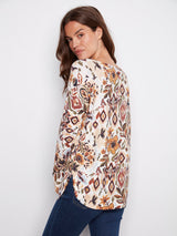 Floral Print Round Hem Sweater