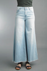 Raw Edge Wide Leg Jeans