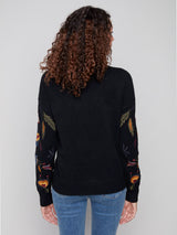 Embroidered Mock Neck Sweater