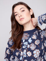 Floral Jacquard Crew Neck Sweater