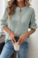 Ribbed Drop Shoulder Henley Top