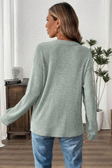 Ribbed Drop Shoulder Henley Top