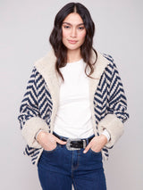 Chevron Boucle Sherpa Trim Jacket