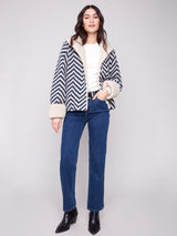 Chevron Boucle Sherpa Trim Jacket