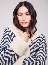 Chevron Boucle Sherpa Trim Jacket