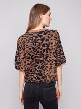 Leopard Print Elbow Sleeve Sweater