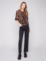 Leopard Print Elbow Sleeve Sweater