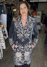 Embroidered Velvet Coat