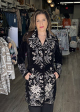 Embroidered Velvet Coat