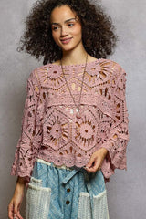 3/4 Sleeve Crochet Top