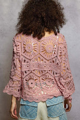 3/4 Sleeve Crochet Top