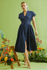 Cap Sleeve Striped Smocked Waist Dress