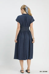 Cap Sleeve Striped Smocked Waist Dress