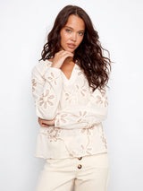 Embroidered Cotton Raglan Blouse