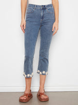 Flare Stretch Floral Trim Denims