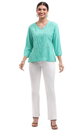 Sadie 3/4 Sleeve Floral and Vine Textured Blouse