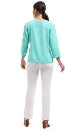 Sadie 3/4 Sleeve Floral and Vine Textured Blouse