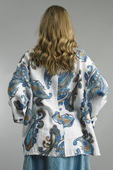 Linen Paisley Tie Sleeve Top