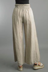 Smocked Linen Palazzo Pants