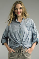 Peace Sign Tie Front Buttondown