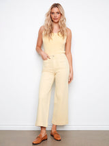 Cropped Flare Leg Patch Pocket Twill Pants