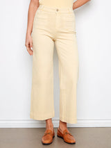 Cropped Flare Leg Patch Pocket Twill Pants