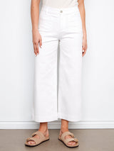 Cropped Flare Leg Patch Pocket Twill Pants
