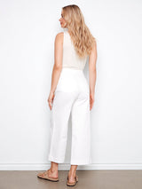 Cropped Flare Leg Patch Pocket Twill Pants