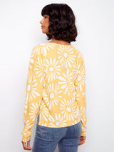 Floral Long Sleeve V Neck Reversible Sweater