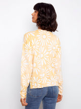 Floral Long Sleeve V Neck Reversible Sweater