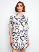 3/4 Sleeve Print Henley Dress