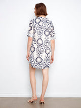 3/4 Sleeve Print Henley Dress
