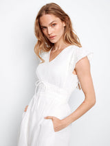 Cotton Embroidered Cap Sleeve Smocked Waist Dress