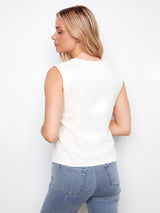 Sleeveless Embroidered Crew Neck Top